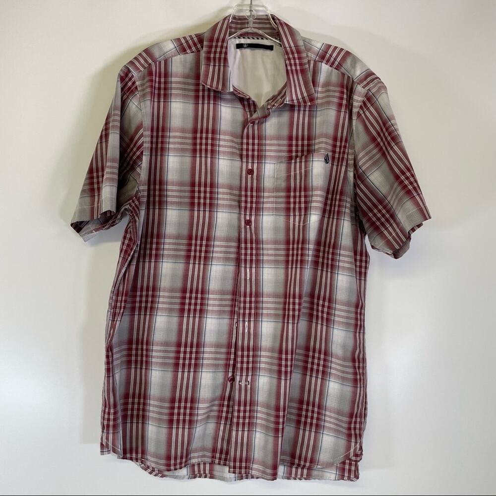 Volcom Plaid Button Down Short Sleeve Size Large - image 8